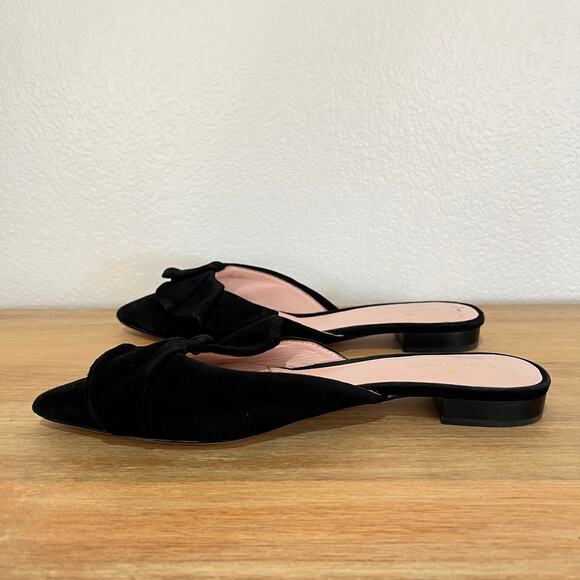Kate Spade Faryn Black Suede Slip On Ruffle Mules Size 7.5 - Picture 8 of 15